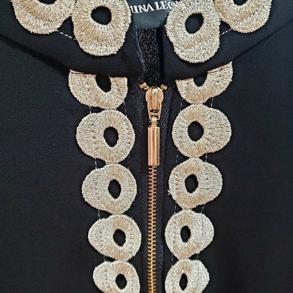 Nina Leonard Black Sleeveless Dress W/ Gold Detailing - Picture 7 of 7